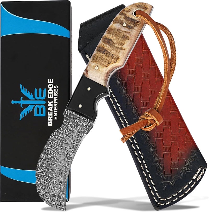 BE BREAK EDGE Handmade 1095 Steel Lineman’s Hawkbill knife with Leather sheath, Heavy Duty Utility Knife blade Electrician Wire Skinning knife for professional. - Image 1
